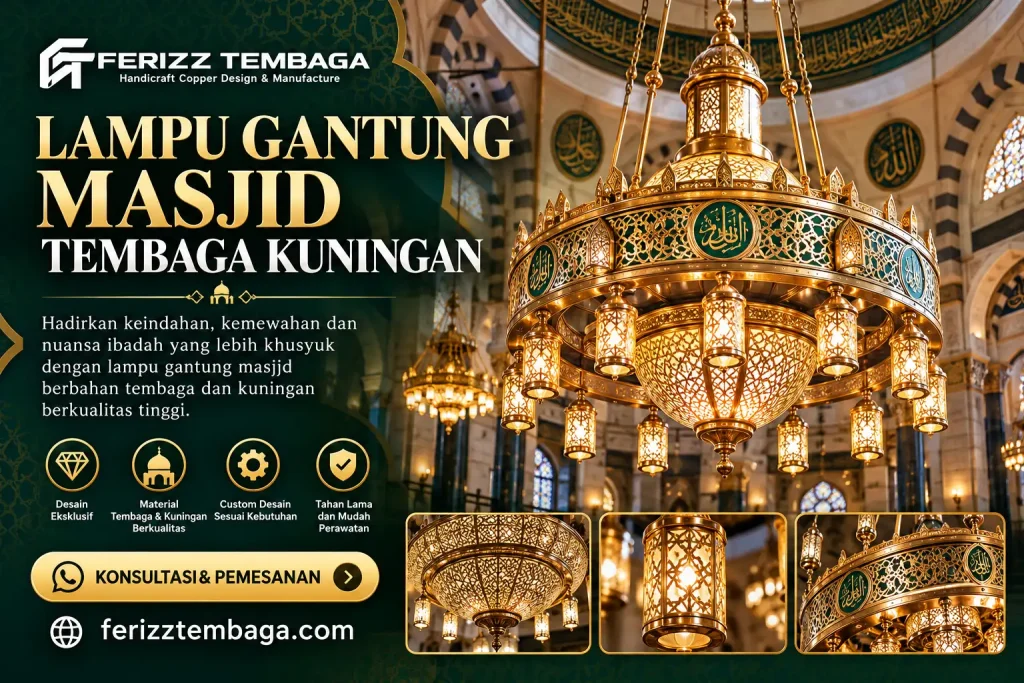 Lampu Gantung Masjid Tembaga Mewah