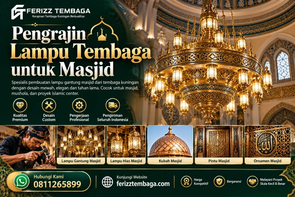 pengrajin lampu tembaga untuk masjid