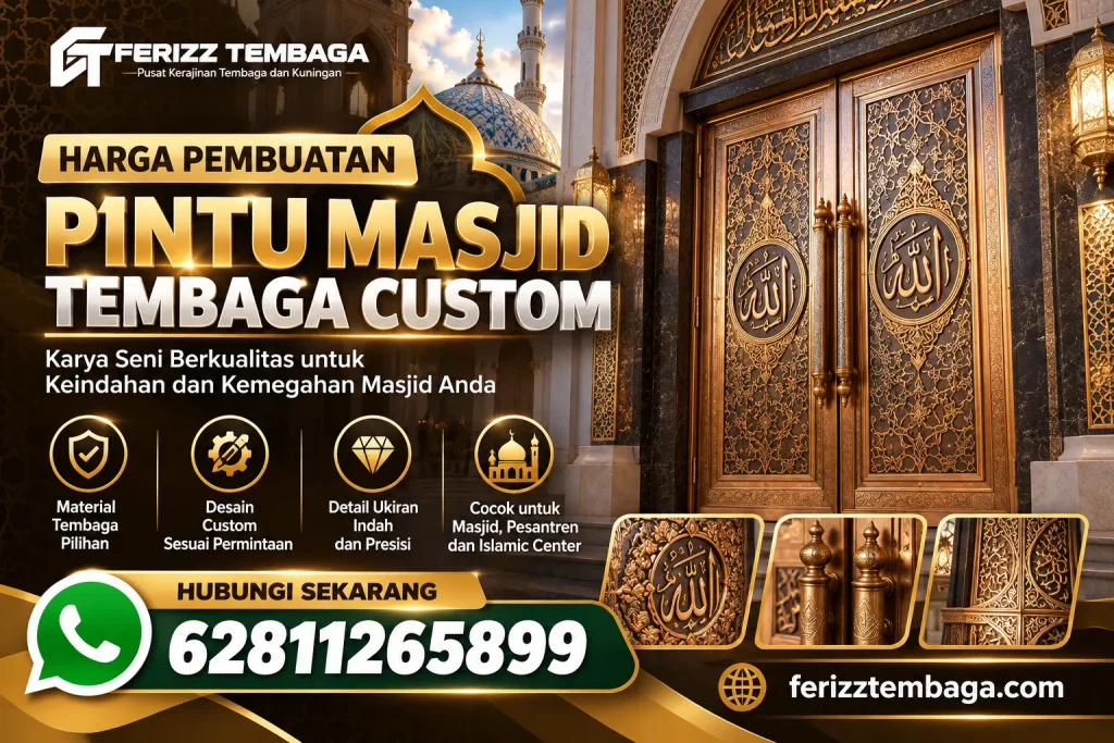 Harga Pembuatan Pintu Masjid Tembaga Custom