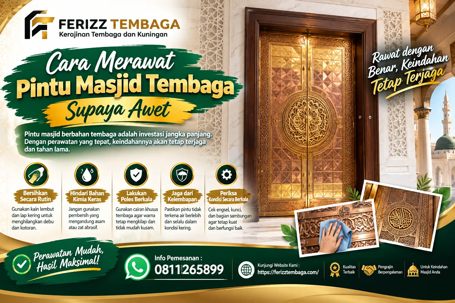 Cara Merawat Pintu Masjid Tembaga Supaya Awet