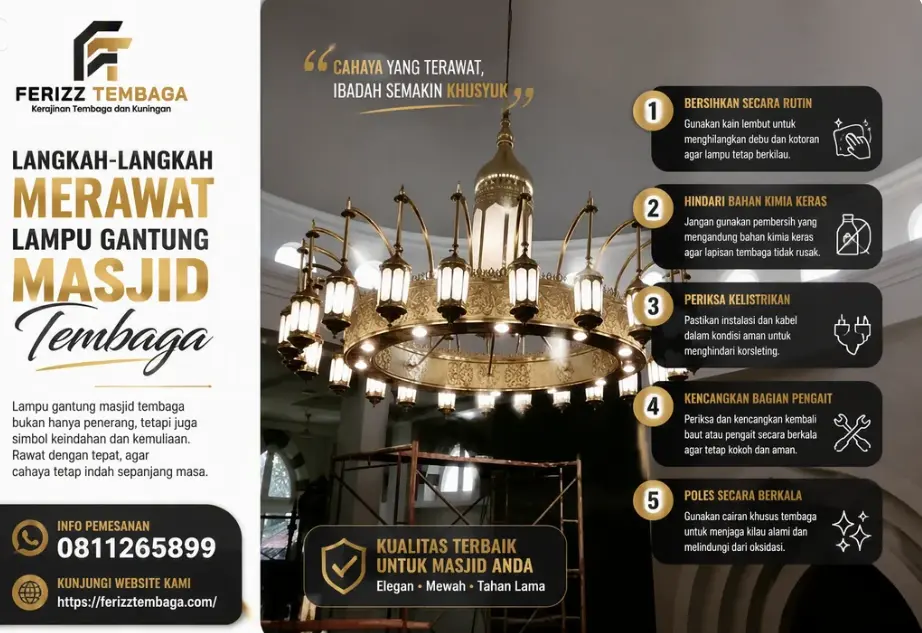 Langkah Langkah Merawat Lampu Gantung Masjid Tembaga