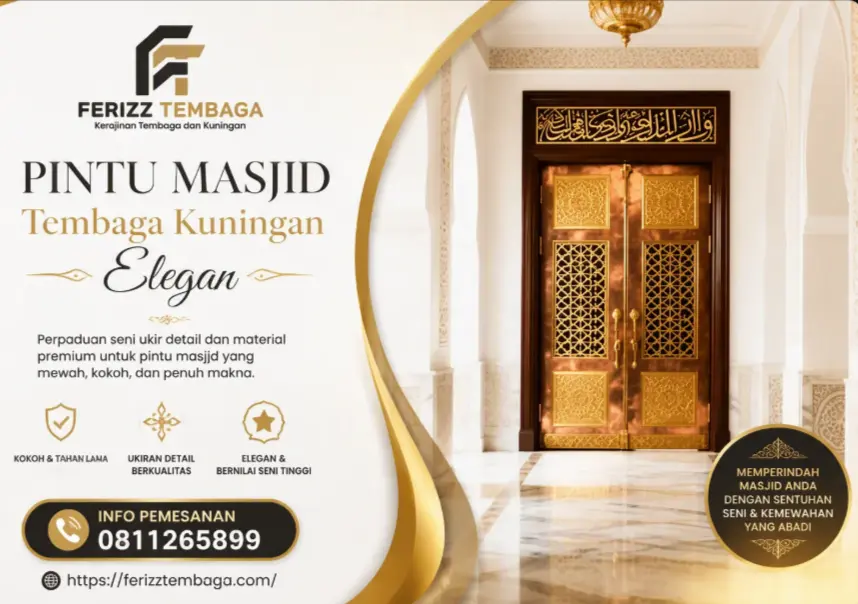 Pintu Masjid Tembaga Kuningan Elegan