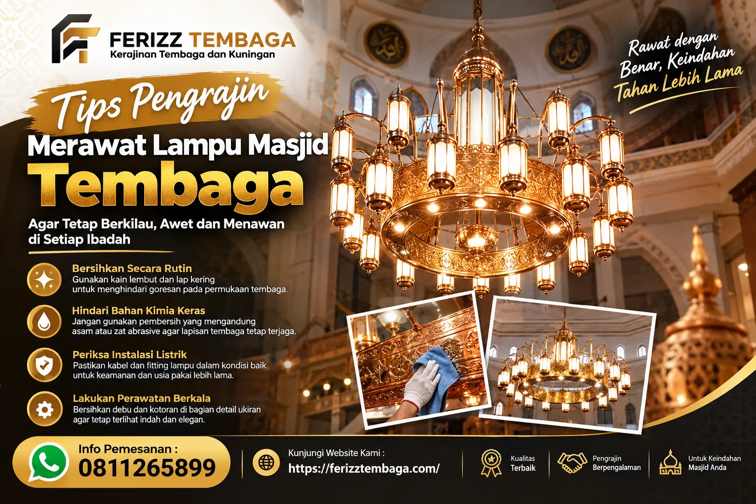 Tips Pengrajin Merawat Lampu Masjid Tembaga