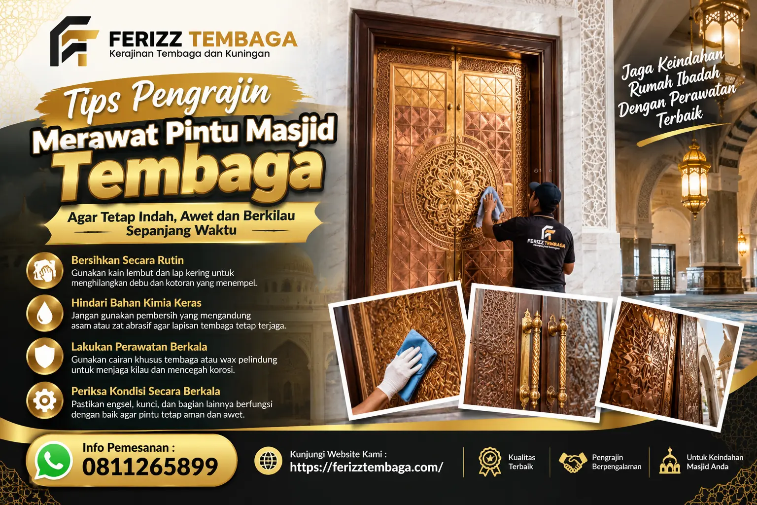 Tips Pengrajin Merawat Pintu Masjid Tembaga