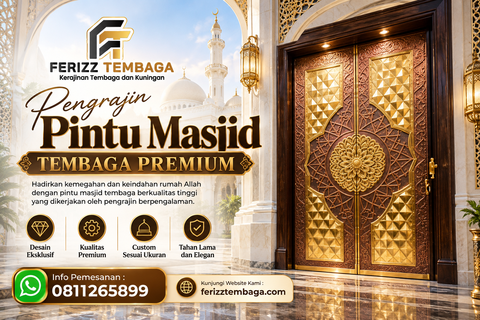 Pengrajin Pintu Masjid Tembaga Premium