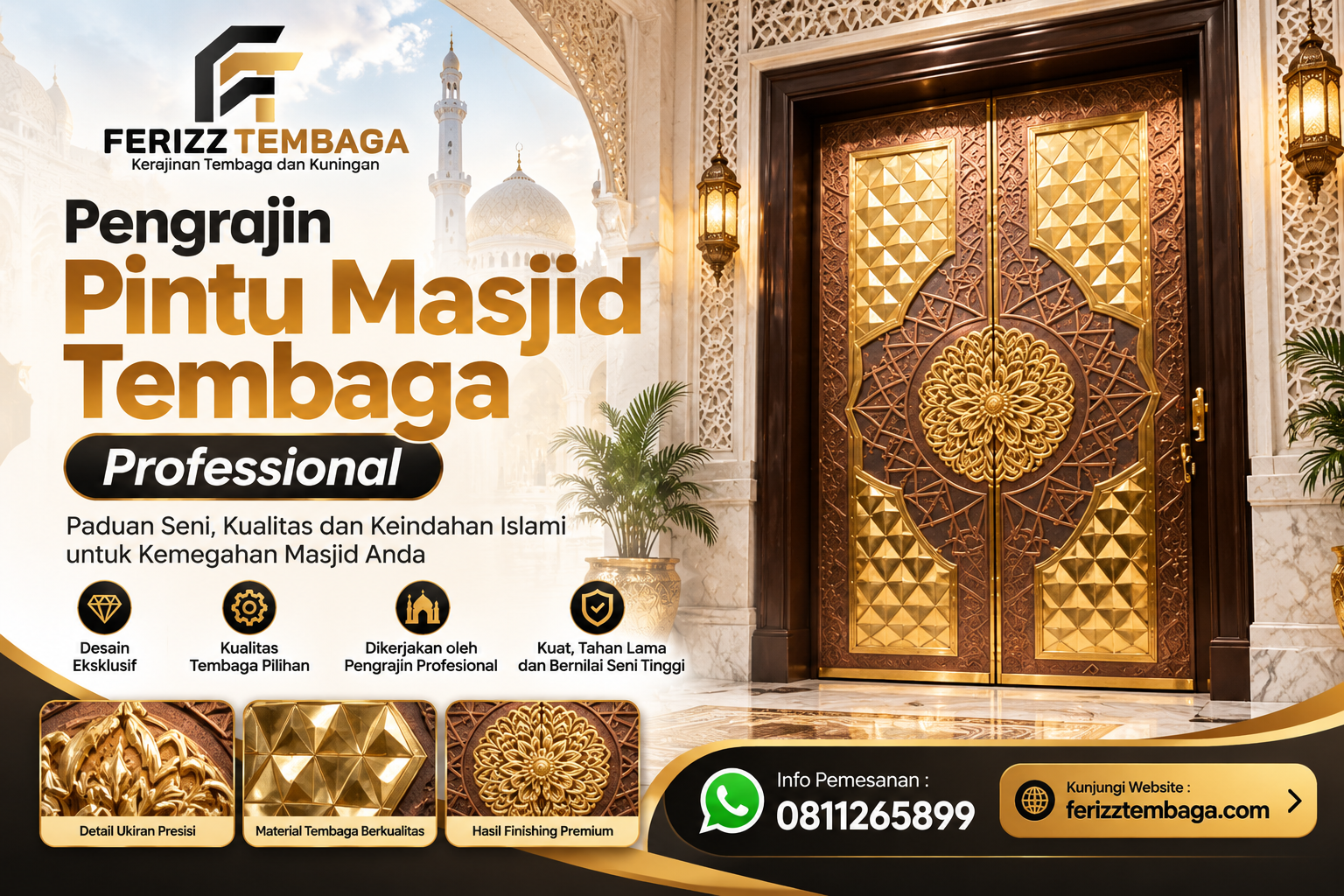 Pengrajin Pintu Masjid Tembaga Professional